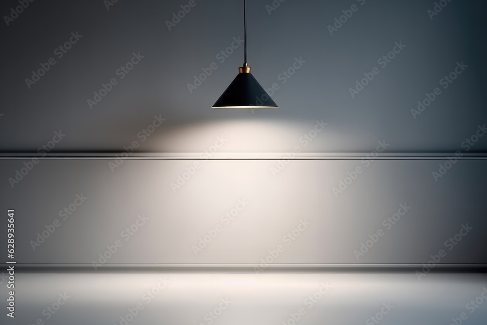 Gray wall with lighting from a metal black lamp. Gray wall with lighting from a metal black lamp.