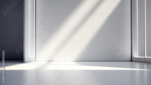Light gray wall and smooth floor with light.