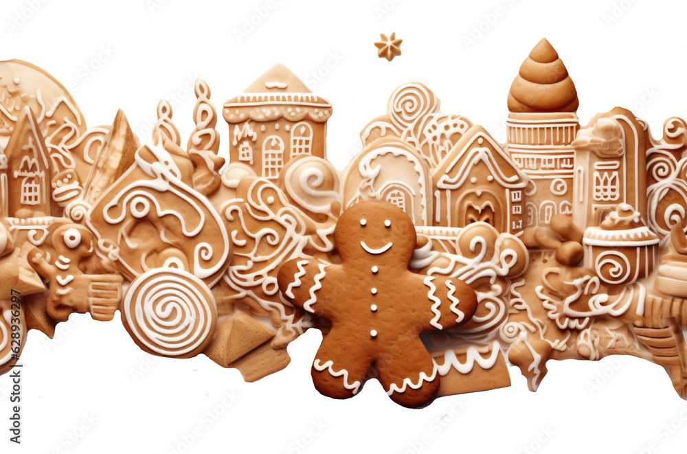 christmas gingerbread clipart in watercolor painting design isolated against transparent background