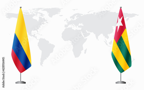 Colombia and Togo flags for official meeting