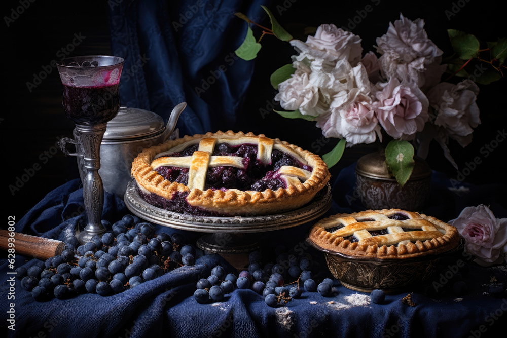 Blueberry pie, still life