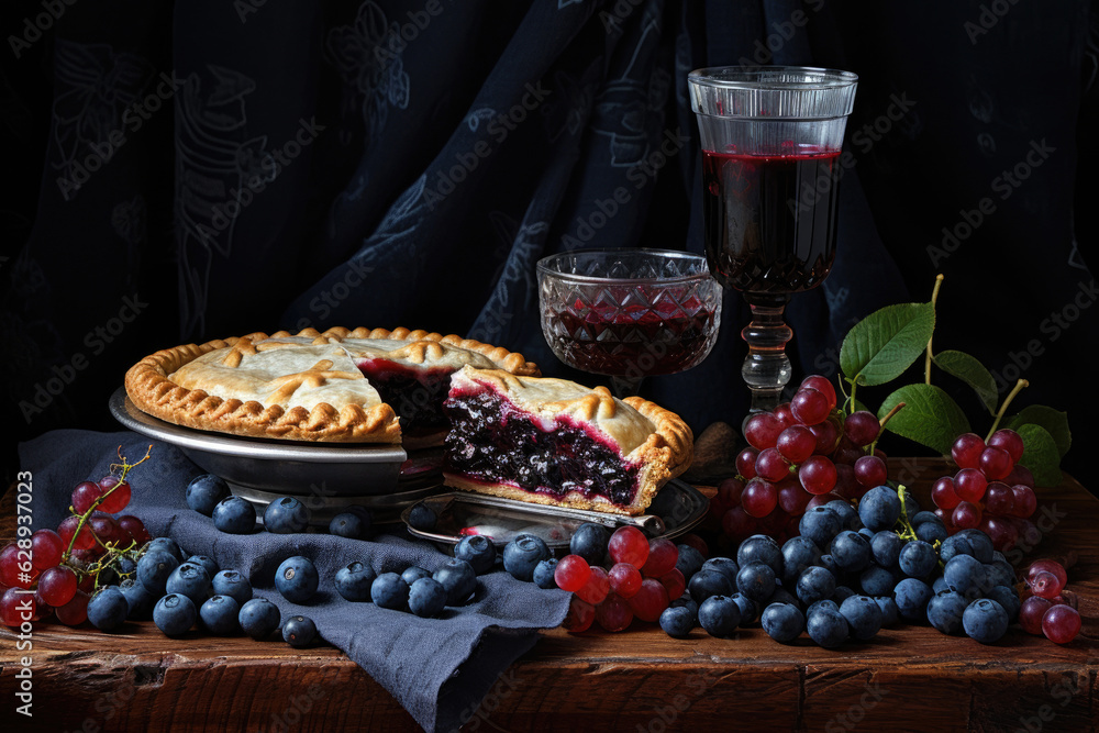 Blueberry pie, still life