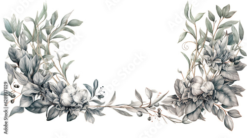 captivating watercolor border frame with eucalyptus twigs isolated against transparent background