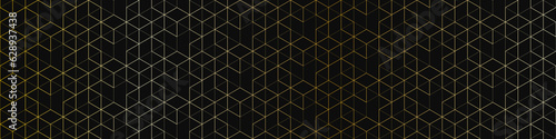 Abstract seamless pattern and geometric background with polygonal golden lines. Stylish texture for banner template or header