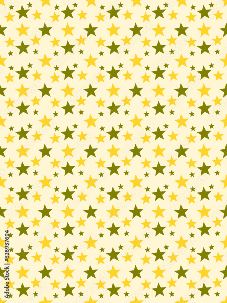 Seamless pattern with yellow stars on a yellow background.