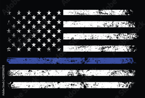 Thin Blue Line Flag Design, vector