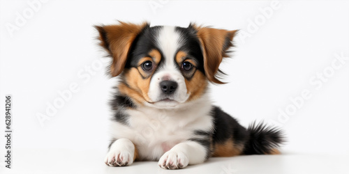 Puppy with white background. Generative AI. 