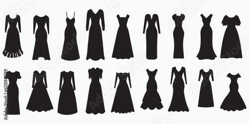 A Set of Fashion Girl Dress Vector Illustration