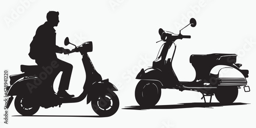 Silhouette of a person riding a scooter vector design