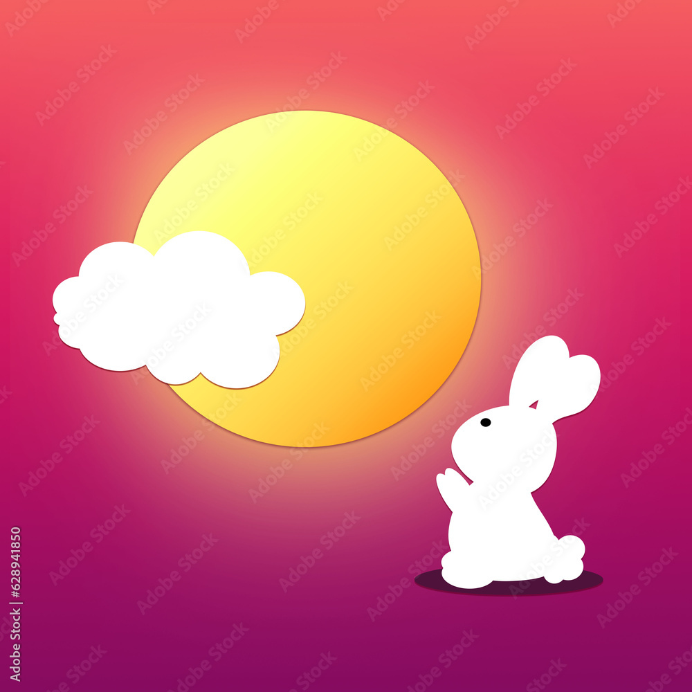 Full Moon Rabbit at Night Cartoon Wallpaper Full Moon Rabbit at Night Cartoon Wallpaper