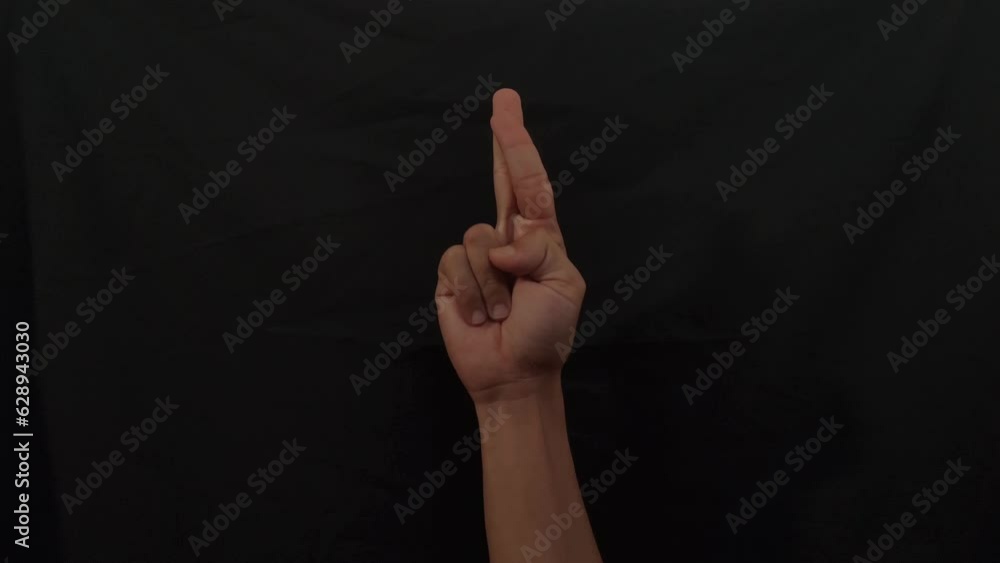 American sign language (ASL).A man's hand doing onehanded sign