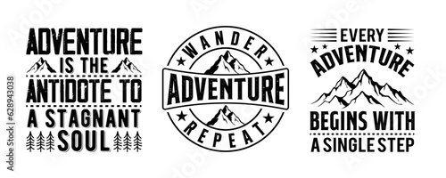Set of Adventure t-shirt design. t-shirt design vector for print, Travel quotes for t shirt, design for print, sweatshirts, apparel, sticker, batch, background, poster. photo