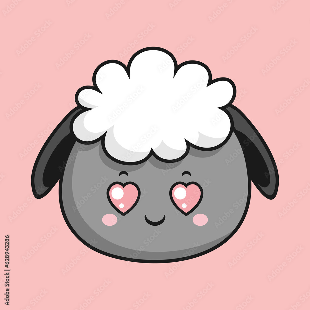 Sheep Heart Eyes Face Cartoon Head Lamb Sticker Sheep Heart Eyes Face Cartoon Head Lamb Sticker