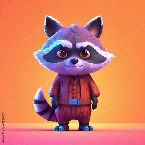 The cute raccoon character  photo