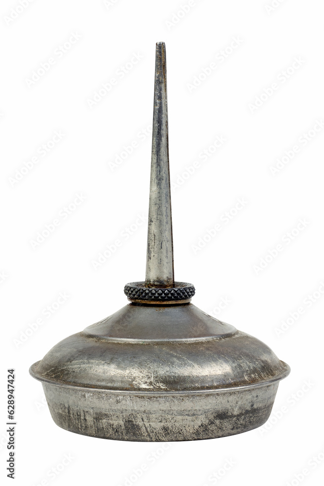 Old small silver oil can retro style isolated on white background Old small silver oil can retro style isolated on white background