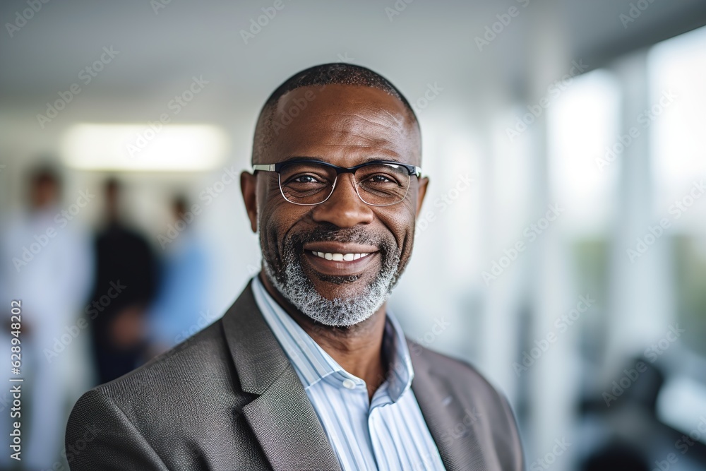 Fototapeta premium business businessman office mature middle aged meeting man portrait corporate manager black created using generative ai technology