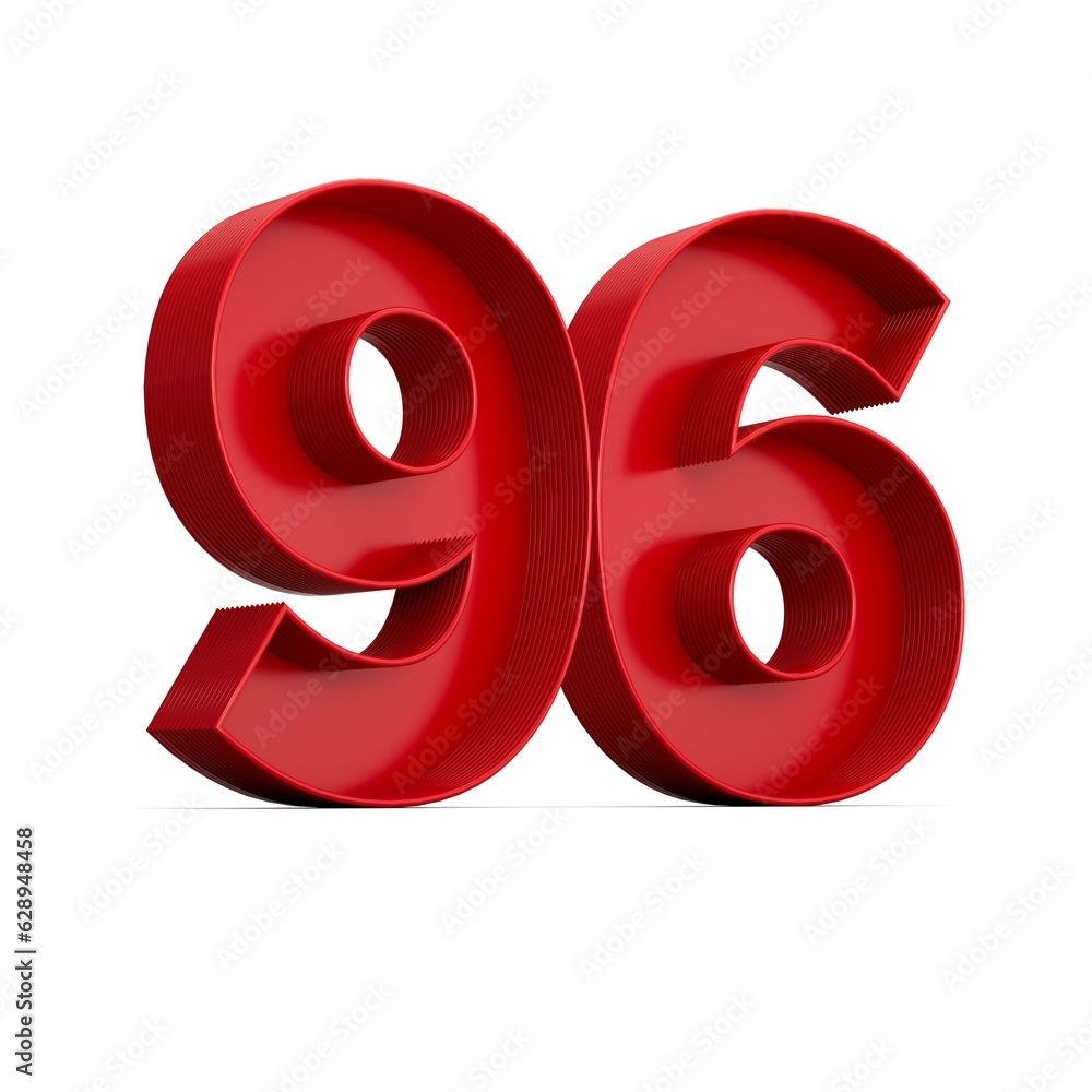 Illustration of a red number ninety-six isolated on a white background Illustration of a red number ninety-six isolated on a white background