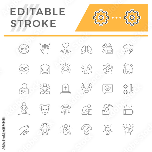 Set line icons of panic attack