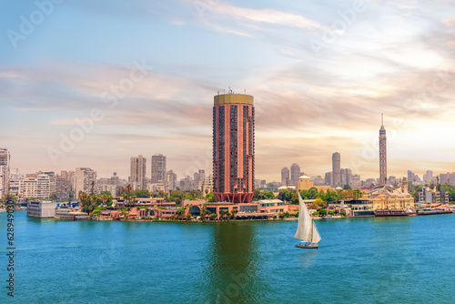 Beautiful view of Gezira island from the Nile river in Cairo, Egypt