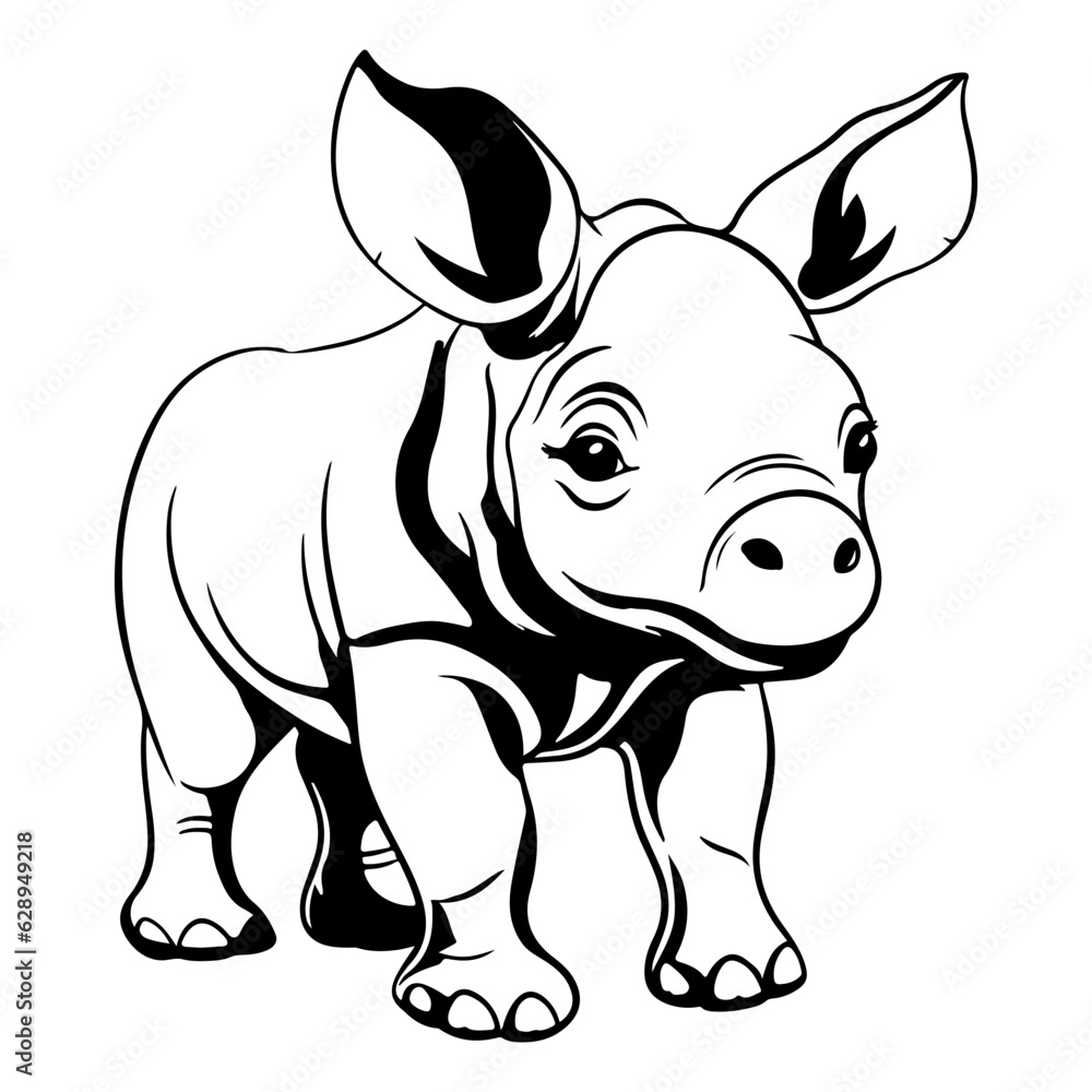Fototapeta premium rhino sketch cartoon