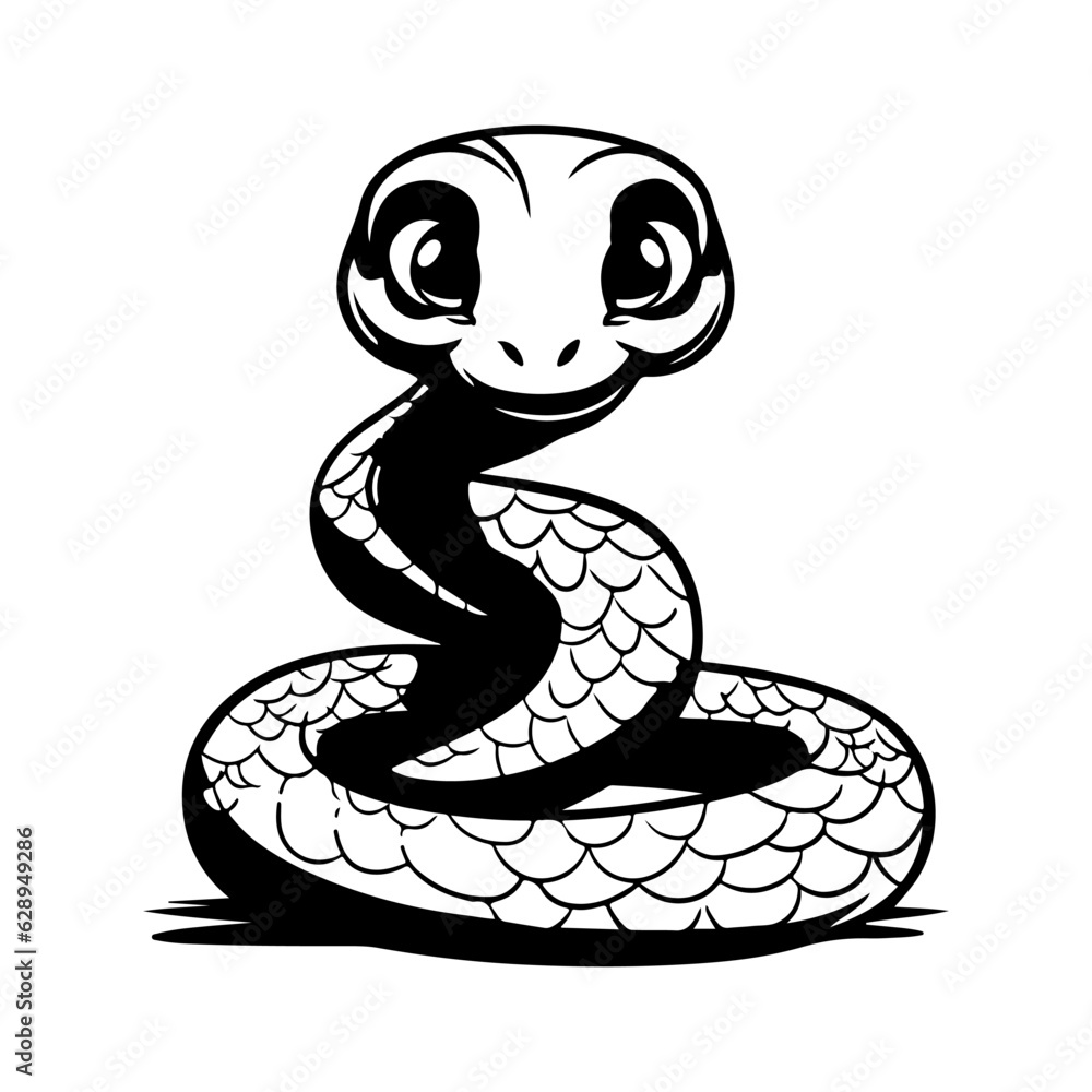 Fototapeta premium snake cartoon line sketch