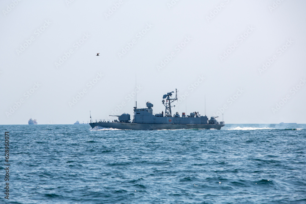 warships on a combat mission. Warship on the transition. warships on a combat mission. Warship on the transition.