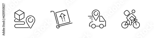 Delivery and logistics icons set. Courier, shopping, delivery, parcel, tracking.