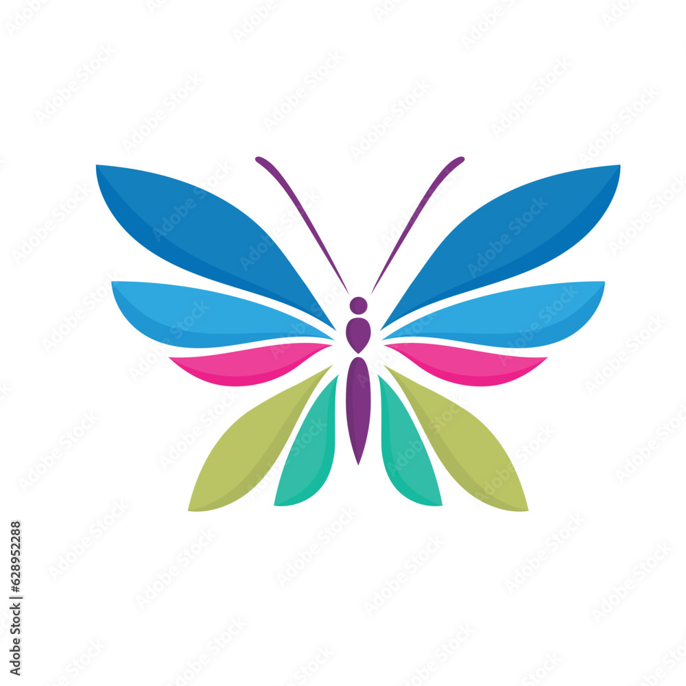 Vector of a minimalistic colorful butterfly icon