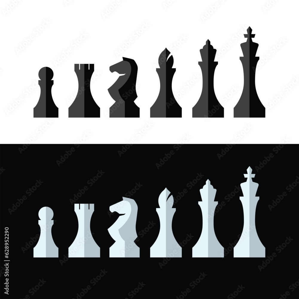 Vector set of black and white chess figurines Vector set of black and white chess figurines