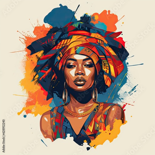 African Woman Clip Art or T-Shirt Design