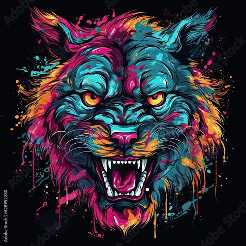 Wild Cat Clip Art or T-Shirt Design