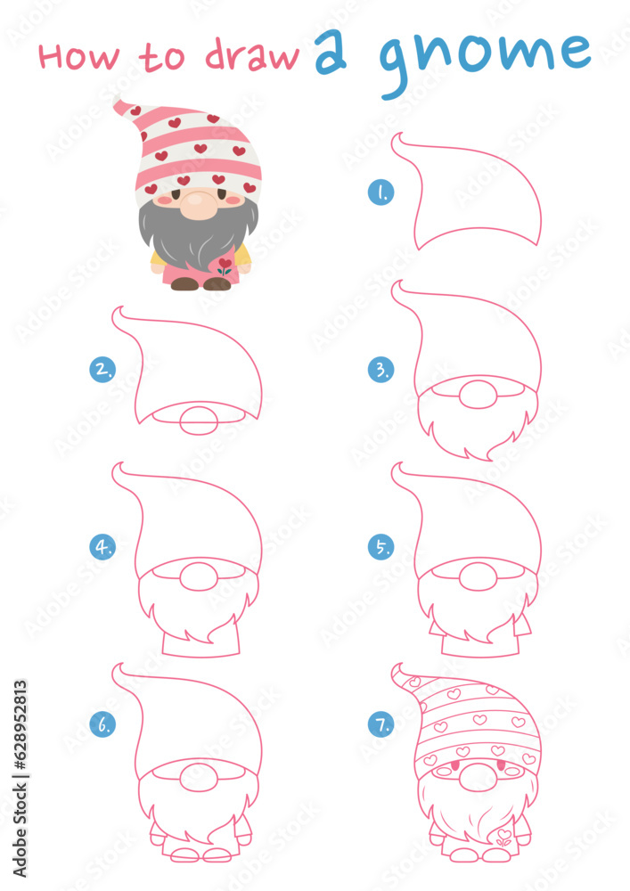 How to draw a gnome vector illustration. Draw a gnome step by step ...