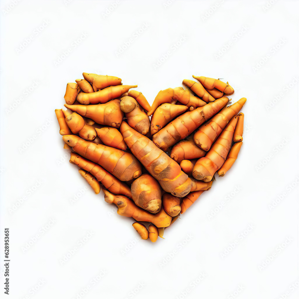 Heartwarming Turmeric Beauty - Realistic Food Illustration for Health Enthusiasts, Generative AI Heartwarming Turmeric Beauty - Realistic Food Illustration for Health Enthusiasts, Generative AI