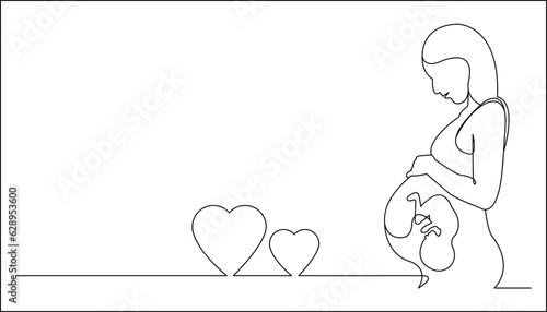 pregnant women line art illustration one line style vector eps 10
