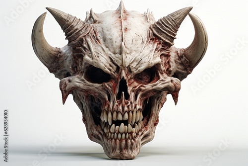 The demon's head is isolated on a white background.