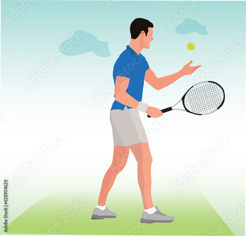 tennis player with racket and ball