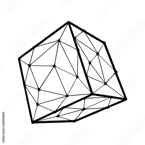 Cube polygonal  icon isolated on white background