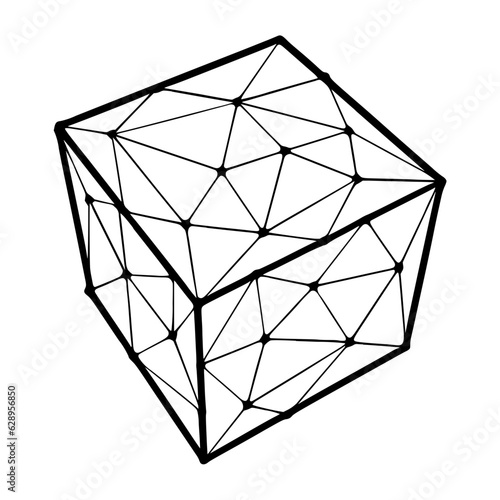 Cube polygonal icon isolated on white background