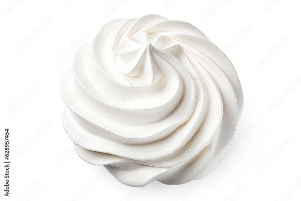 Closeup of soft vanilla creamy dessert. Delicious whipped cream on white background isolated Closeup of soft vanilla creamy dessert. Delicious whipped cream on white background isolated
