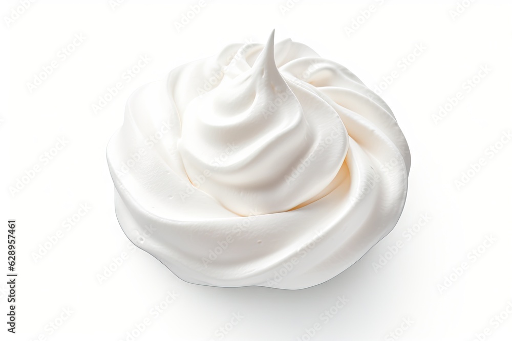 Closeup of soft vanilla creamy dessert. Delicious whipped cream on white background isolated Closeup of soft vanilla creamy dessert. Delicious whipped cream on white background isolated
