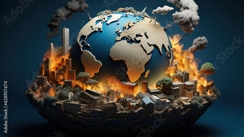 burning globe on fire