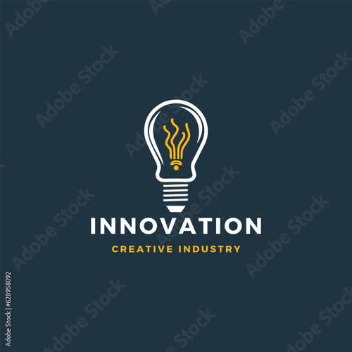 creative innovation bulb lamp logo icon and business card design . lamp Logo Design Colorful . Idea creative light bulb logo . Bulb digital logo technology Idea