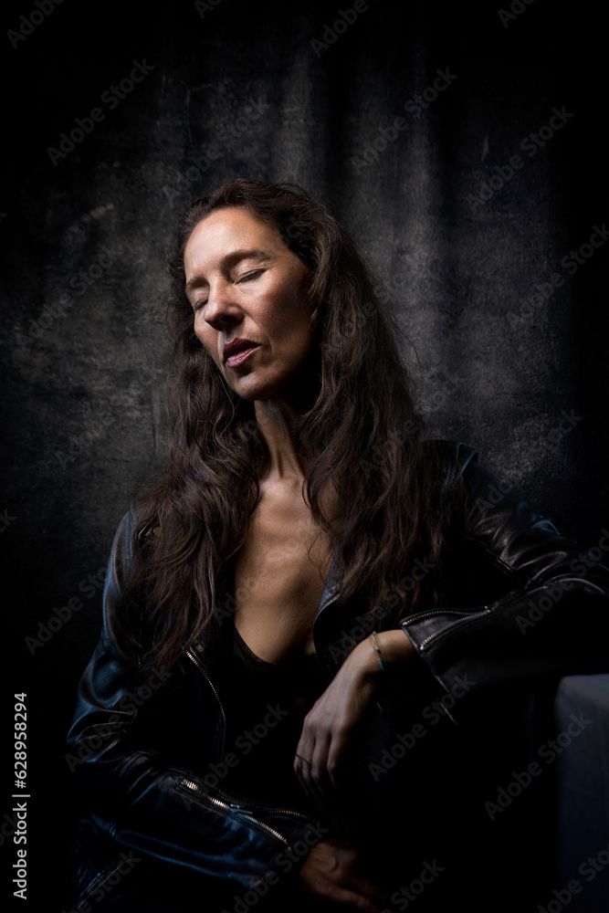 mature woman in leather jacket III mature woman in leather jacket III
