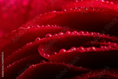 Closeup of ranunculus Flower Petals With Water Droplets