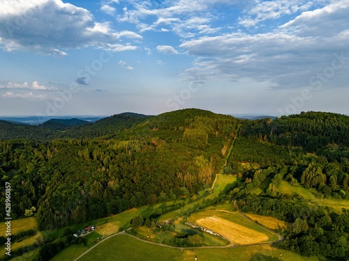 Aerial view of greenery mountain landscape