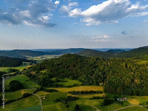 Fototapeta Naklejka Na Ścianę i Meble -  Aerial view of greenery mountain landscape