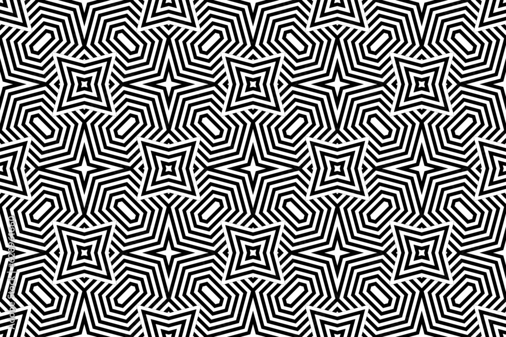 Abstract Seamless Geometric Pattern. Black and White Texture.