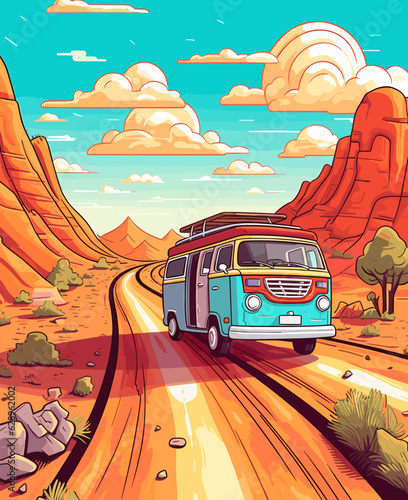 Road Trip USA Vector Illustration SVG Digital Download