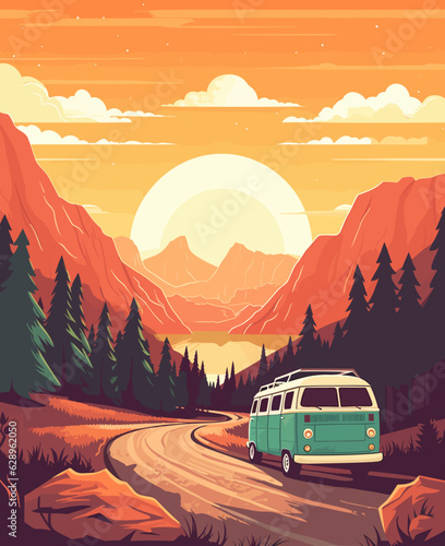 Road Trip USA Vector Illustration SVG Digital Download