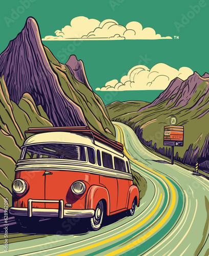 Road Trip USA Vector Illustration SVG Digital Download